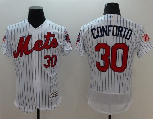 Mets #30 Michael Conforto White(Blue Strip) Fashion Stars Stripes Flexbase Authentic Stitched Jersey