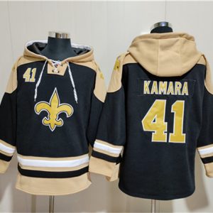 New Orleans Saints #41 Alvin Kamara Black Ageless Must-Have Lace-Up Pullover Hoodie