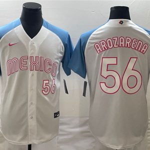 Mexico #56 Randy Arozarena 2023 White Blue World Classic With Patch Stitched Jersey