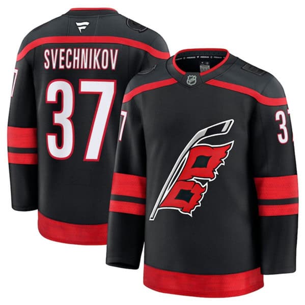 Carolina Hurricanes #37 Andrei Svechnikov Black 2024-25 Home Stitched Jersey