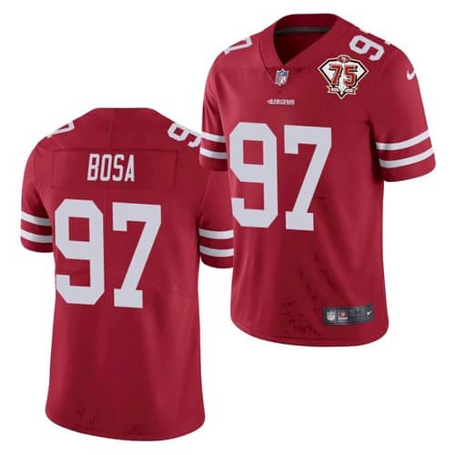 San Francisco 49ers #97 Nick Bosa Red 2021 75th Anniversary Vapor Untouchable Limited Stitched Jersey