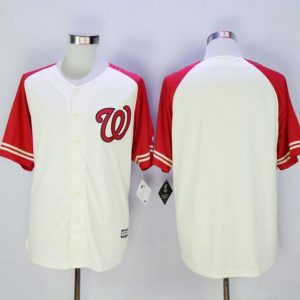 Nationals Blank Cream Red Exclusive New Cool Base Stitched Jersey