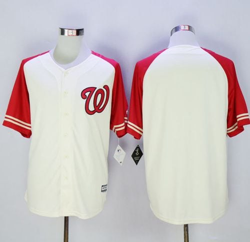 Nationals Blank Cream Red Exclusive New Cool Base Stitched Jersey