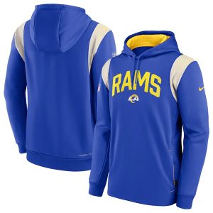 Los Angeles Rams Royal Sideline Stack Performance Pullover Hoodie 002