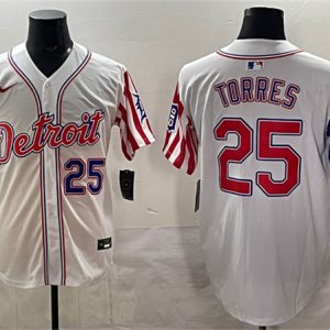 Detroit Tigers #25 Gleyber Torres White 2025 Memorial Day Vapor Premier Limited Stitched Jersey