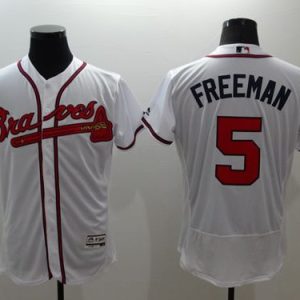 Braves #5 Freddie Freeman White Flexbase Authentic Collection Stitched Jersey