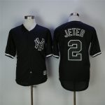 New York Yankees #2 Derek Jeter Black Cool Base Stitched Jersey