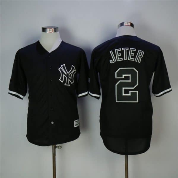 New York Yankees #2 Derek Jeter Black Cool Base Stitched Jersey