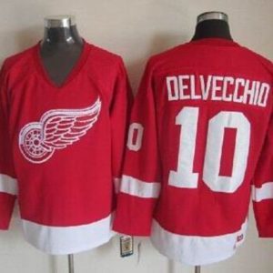 Red Wings #10 Alex Delvecchio Red CCM Throwback Stitched Jersey