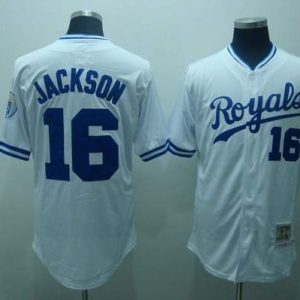 Mitchell And Ness Royals #16 Bo Jackson Stitched White Throwback Jersey