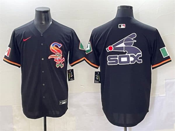 Chicago White Sox Team Big Logo Black Mexico Limited Stitched Jersey