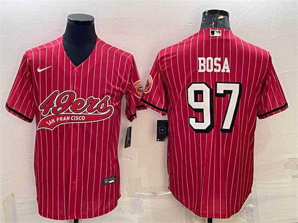 San Francisco 49ers #97 Nick Bosa Red With Patch Cool Base Stitched Jersey
