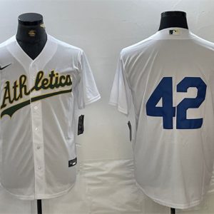Oakland Athletics #42 Jackie Robinson White Cool Base Stitched Jersey