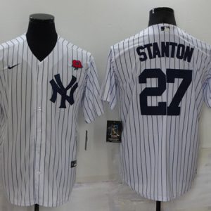 New York Yankees #27 Giancarlo Stanton White Cool Base Stitched Baseball Jersey
