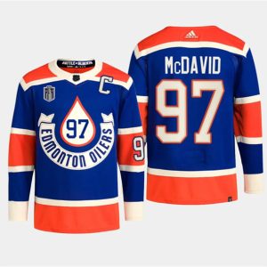 Edmonton Oilers #97 Connor McDavid Royal 2024 Stanley Cup Final Patch Heritage Classic Primegreen Stitched Jersey