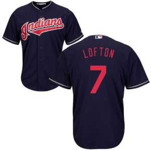 Indians #7 Kenny Lofton Navy Blue New Cool Base Stitched Jersey