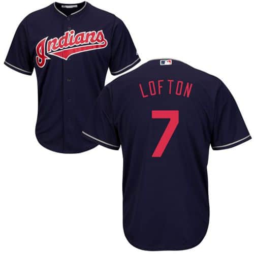 Indians #7 Kenny Lofton Navy Blue New Cool Base Stitched Jersey