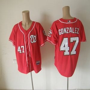 Nationals #47 Gio Gonzalez Red Cool Base Stitched Jersey