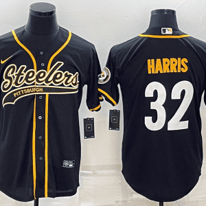 Pittsburgh Steelers #32 Franco Harris Black With Patch Cool Base Stitched Baseball Jersey