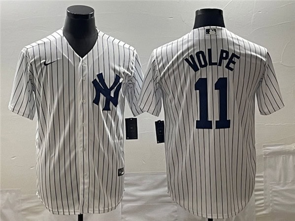New York Yankees #11 Anthony Volpe White Cool Base Stitched Jersey