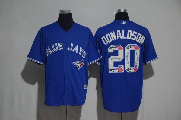 Toronto Blue Jays #20 Josh Donaldson Blue Team Logo Print Cool Base Stitched Jersey
