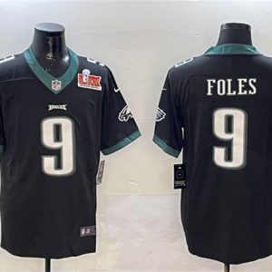 Philadelphia Eagles #9 Nick Foles Black 2025 Super Bowl LIX Patch Vapor Untouchable Limited Stitched Jersey