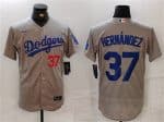 Los Angeles Dodgers #37 Teoscar Hern¨¢ndez Gray Flex Base Stitched Jersey
