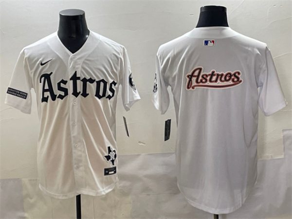 Houston Astros Team Big Logo White Gothic 'Houston Born Barrio Raised' Limited Stitched Jersey