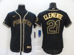Pittsburgh Pirates #21 Roberto Clemente Black Golden Flex Base Stitched Jersey
