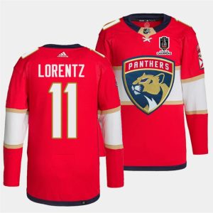 Florida Panthers #11 Steven Lorentz Red Home 2024 Stanley Cup Champions Stitched Jersey