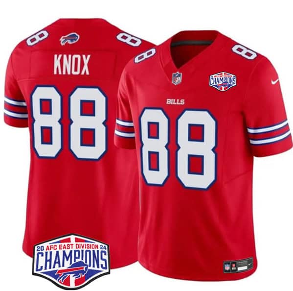 Buffalo Bills #88 Dawson Knox Red 2024-25 F.U.S.E. AFC East Division Champions Patch Limited Stitched Jersey