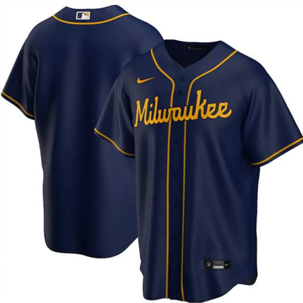 Milwaukee Brewers Blank Navy Cool Base Stitched Jersey