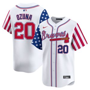 Atlanta Braves #20 Marcell Ozuna White 2024 Independence Day Vapor Limited Stitched Jersey