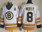 Bruins #8 Cam Neely White Yellow CCM Throwback Stitched Jersey