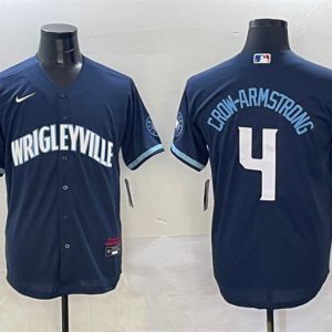 Chicago Cubs #4 Pete Crow-Armstrong Navy City Connect Stitched Jersey