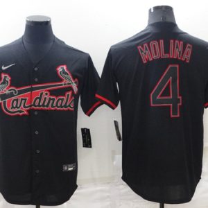 St. Louis Cardinals #4 Yadier Molina Black Shadow Cool Base Stitched Jersey