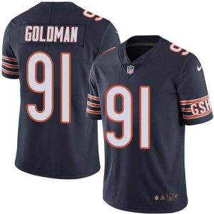 Bears #91 Eddie Goldman Navy Blue Stitched Limited Rush Nike Jersey