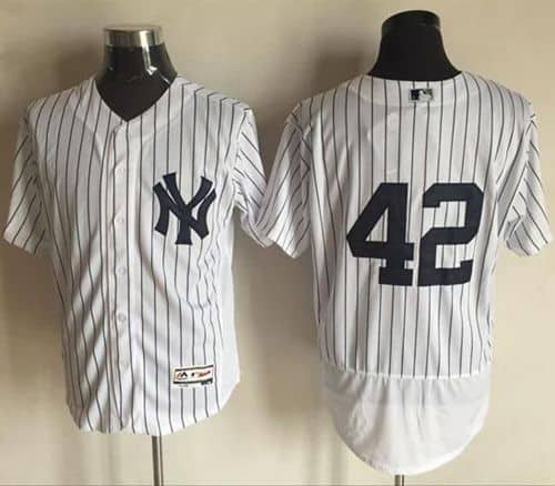 Yankees #42 Mariano Rivera White Strip Flexbase Authentic Collection Stitched Jersey