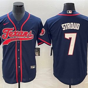 Houston Texans #7 C.J. Stroud Navy With Patch Cool Base Stitched Jersey