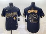 Los Angeles Dodgers #42 Jackie Robinson Black Gold Limited Stitched Jersey