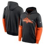 Denver Broncos Black Color Block Fleece Performance Pullover Hoodie