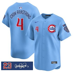 Chicago Cubs #4 Pete Crow-Armstrong Blue 'Ryne Sandberg Tribute' Vapor Limited V3 Stitched Jersey