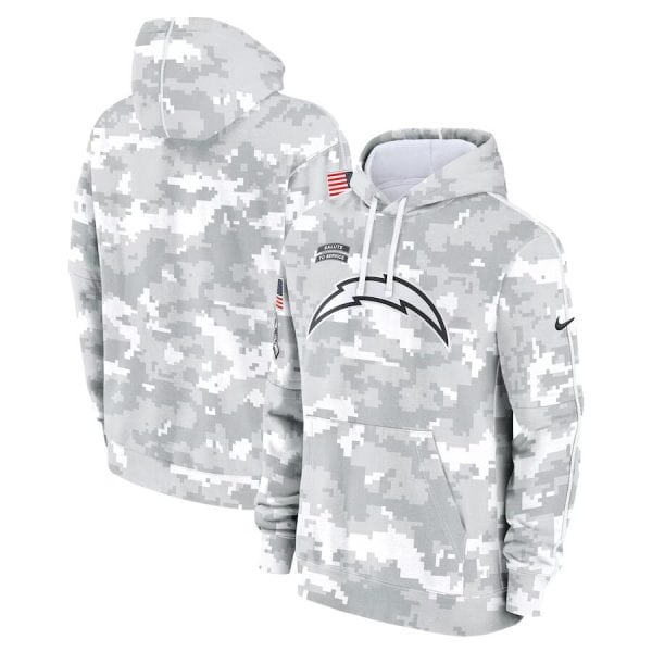 Los Angeles Chargers 2024 Arctic Camo Salute To Service Club Fleece Pullover Hoodie