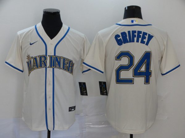 Seattle Mariners #24 Ken Griffey White Cool Base Stitched Jersey