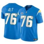 Los Angeles Chargers #76 Joe Alt Light Blue 2024 With Dradt Patch Vapor Limited Stitched Jersey