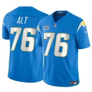 Los Angeles Chargers #76 Joe Alt Light Blue 2024 With Dradt Patch Vapor Limited Stitched Jersey