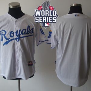Royals Blank White Cool Base W 2015 World Series Patch Stitched Jersey