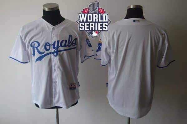 Royals Blank White Cool Base W 2015 World Series Patch Stitched Jersey
