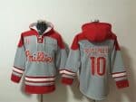Philadelphia Phillies #10 J.T. Realmuto Grey Red Ageless Must-Have Lace-Up Pullover Hoodie
