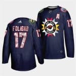 Minnesota Wild #17 Marcus Foligno 2021 22 Navy Native American Heritage Day Stitched Jersey